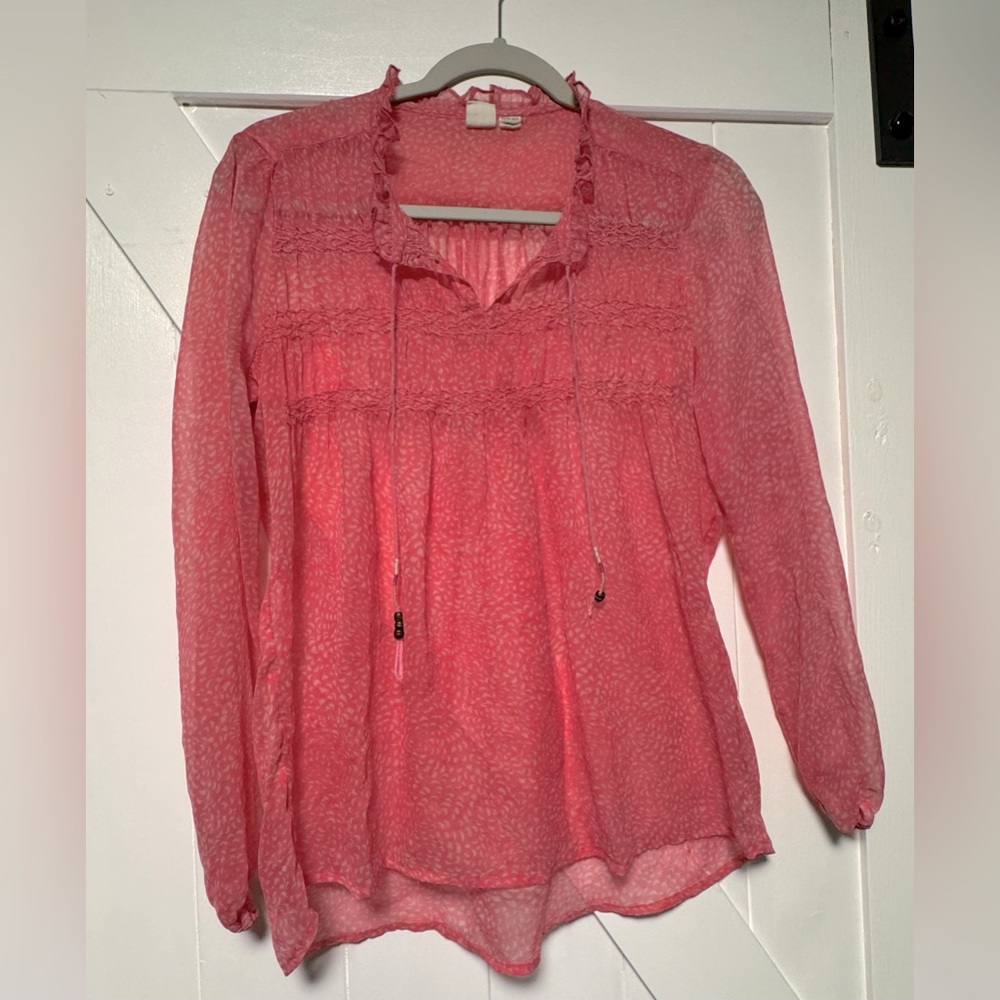 Roxy brand sheer pink boho top Size XS